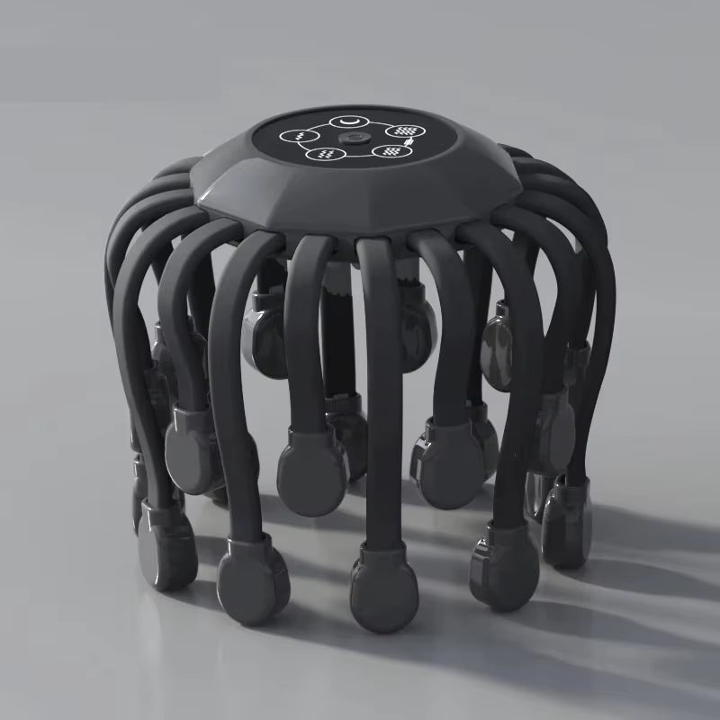 20 Massage Heads Orange Scalp Massager - Red Light Vibrating Octopus Scratcher for Relaxation, Stress Relief